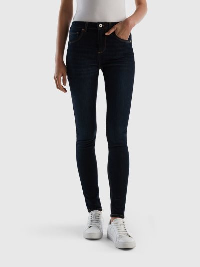 Women's Benetton Push Up Skinny Fit Jeans Dark Blue | NZ524587