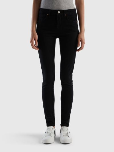 Women's Benetton Push Up Skinny Fit Jeans Black | NZ636377