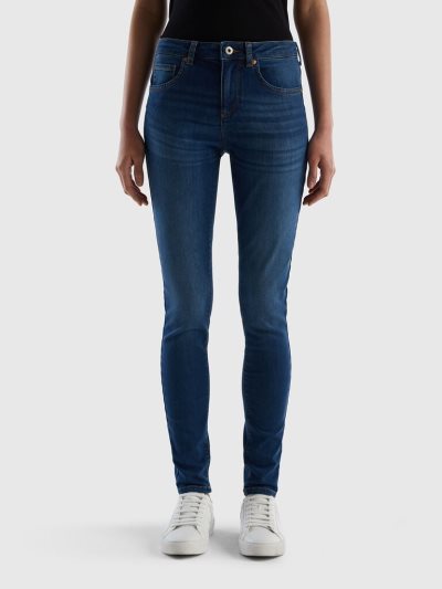 Women's Benetton Push Up Skinny Fit Jeans Blue | NZ764707