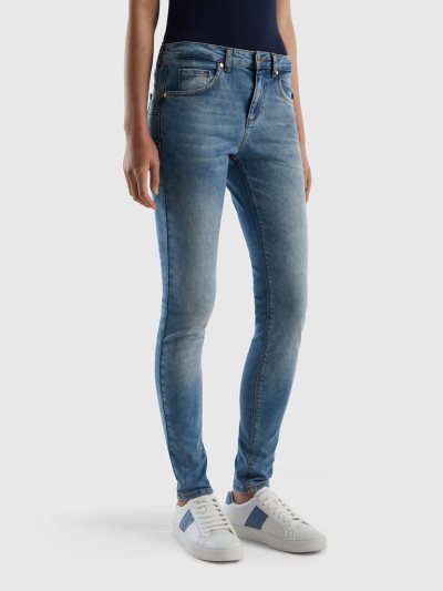Women's Benetton Push Up Skinny Fit Jeans Light Blue | NZ817991