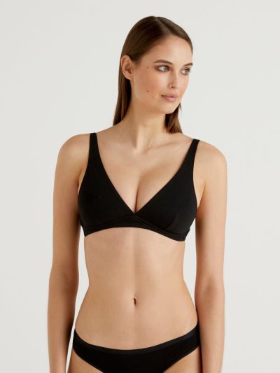 Women's Benetton Sail-shaped Stretch Organic Cotton Bras Black | NZ666733