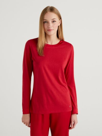 Women's Benetton Satin Inserts Pyjamas Red | NZ830168