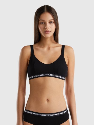 Women's Benetton Semi-padded Organic Cotton Bras Black | NZ134295
