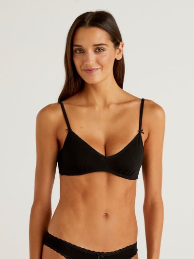 Women's Benetton Semi-padded Triangle Bras Black | NZ392341