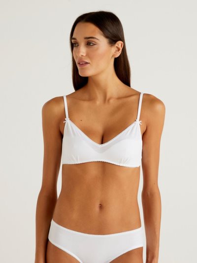 Women's Benetton Semi-padded Triangle Bras White | NZ566783