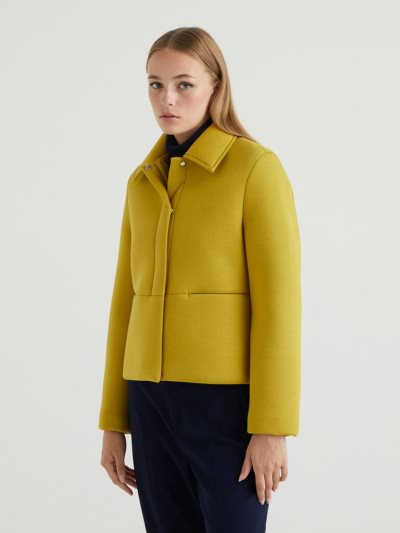 Women's Benetton Short Collar Light Jackets Yellow | NZ477853