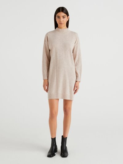 Women's Benetton Short Dress Dress Beige | NZ108273