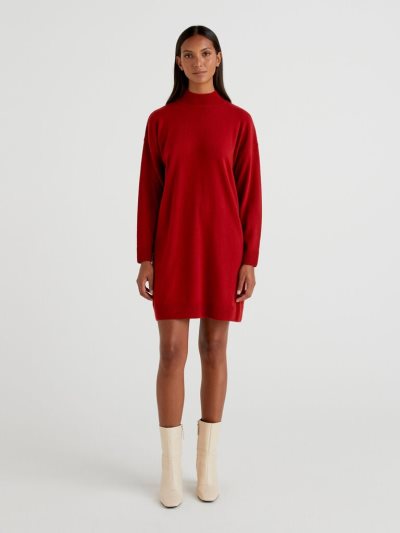 Women's Benetton Short Dress Dress Burgundy | NZ222866