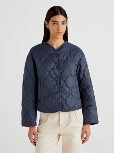 Women's Benetton Short Quilted Light Jackets Grey | NZ183528