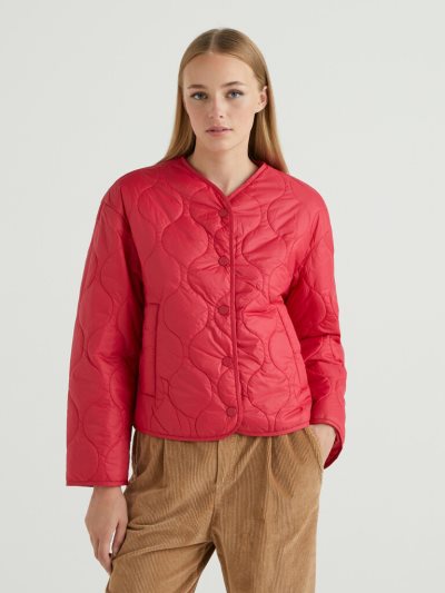 Women's Benetton Short Quilted Light Jackets Cyclamen | NZ822415