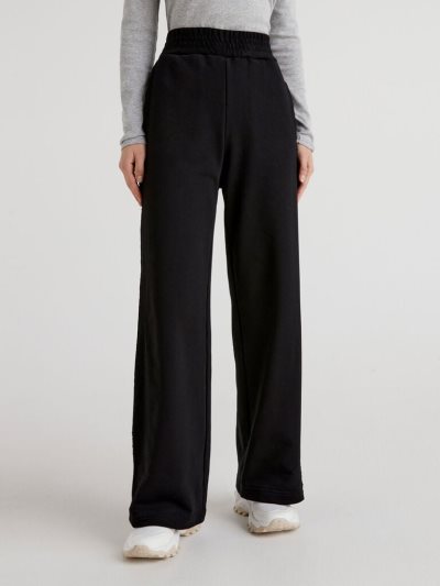Women's Benetton Side Bands Sweatpants Black | NZ841627
