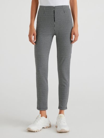 Women's Benetton Skinny Fit Jacquard Trousers Grey | NZ536205