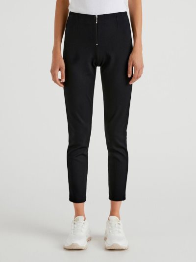 Women's Benetton Skinny Fit Trousers Black | NZ772369