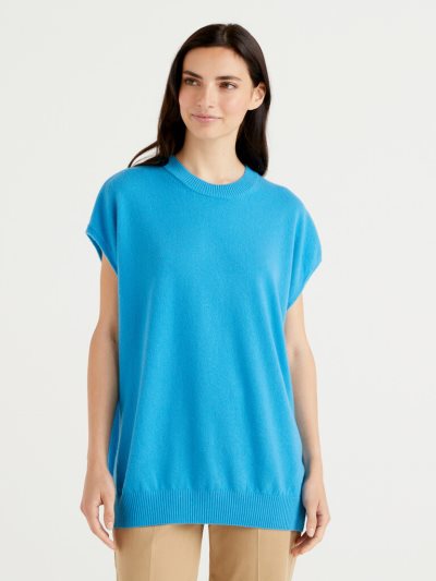 Women's Benetton Sleeveless Cashmere Blend Sweaters Turquoise | NZ091575