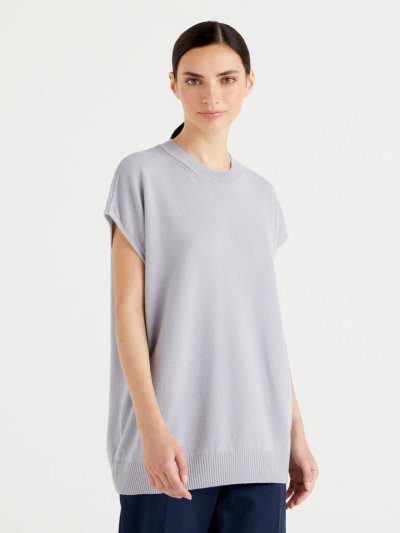 Women's Benetton Sleeveless Cashmere Blend Sweaters Light Grey | NZ482919