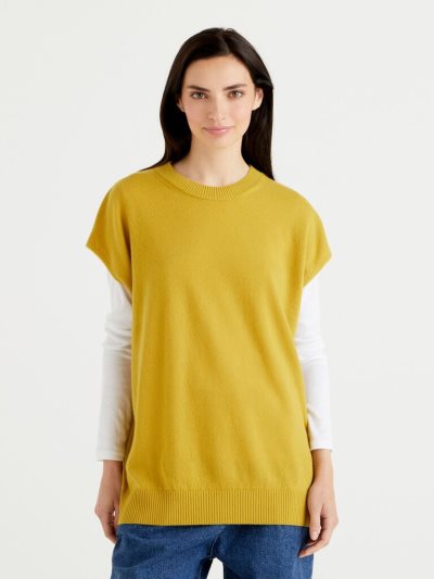Women's Benetton Sleeveless Cashmere Blend Sweaters Yellow | NZ595017