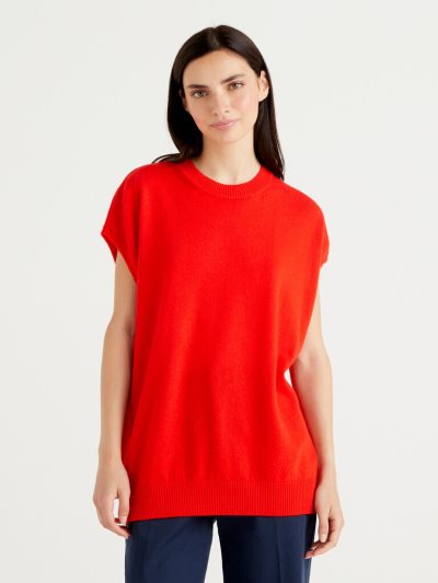 Women's Benetton Sleeveless Cashmere Blend Sweaters Red | NZ779857