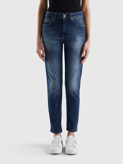Women's Benetton Slim Fit Stretch Cotton Jeans Blue | NZ532682