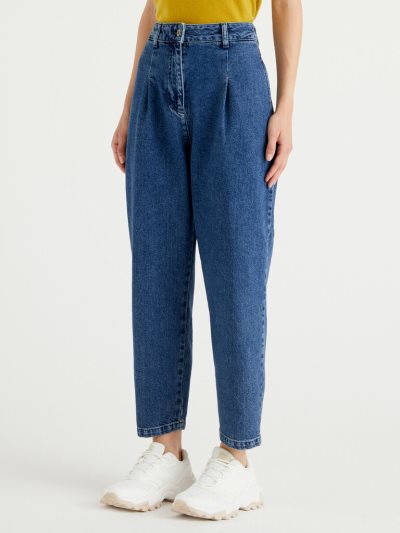 Women's Benetton Slouchy 100% Cotton Jeans Blue | NZ921616