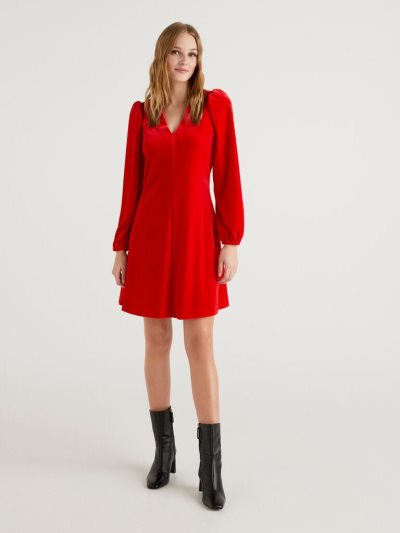 Women's Benetton Smooth Velvet Short Dress Red | NZ559595
