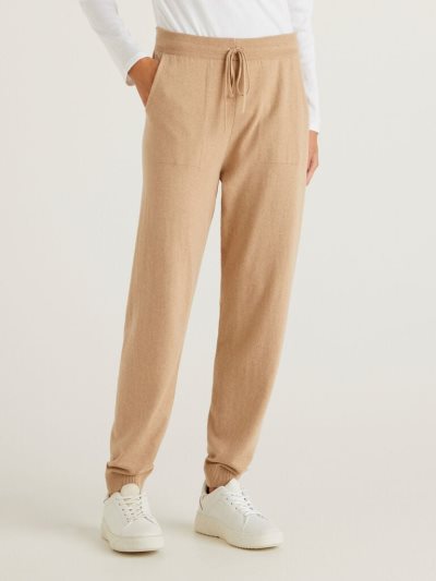 Women's Benetton Sporty Cashmere Blend Trousers Camel | NZ438275