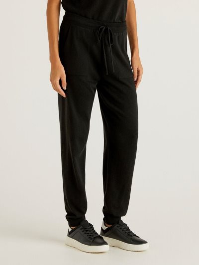 Women's Benetton Sporty Cashmere Blend Trousers Black | NZ899631