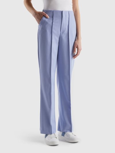 Women's Benetton Straight High-waisted Trousers Lavender | NZ788094