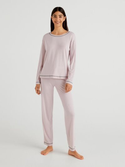 Women's Benetton Stretch Cotton Blend Matching Sets Soft Pink | NZ303633