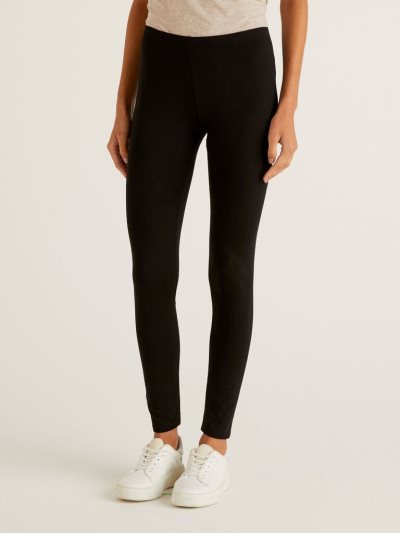 Women's Benetton Stretch Cotton Leggings Black | NZ736768