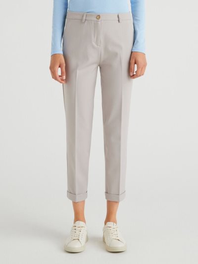 Women's Benetton Stretch Cuffs Trousers Grey | NZ399039