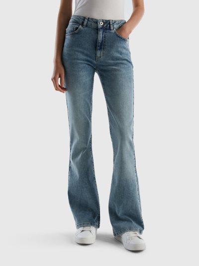Women's Benetton Stretch Flared Jeans Blue | NZ153153