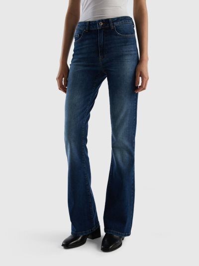 Women's Benetton Stretch Flared Jeans Dark Blue | NZ641989