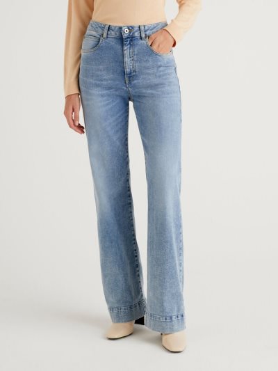 Women's Benetton Stretch Flared Jeans Sky Blue | NZ156799