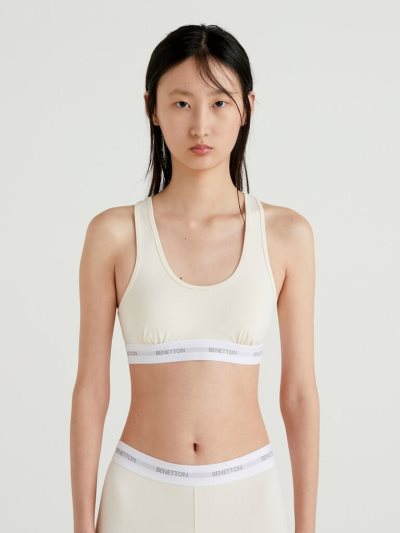 Women's Benetton Stretch Organic Cotton Bras Cream White | NZ175252