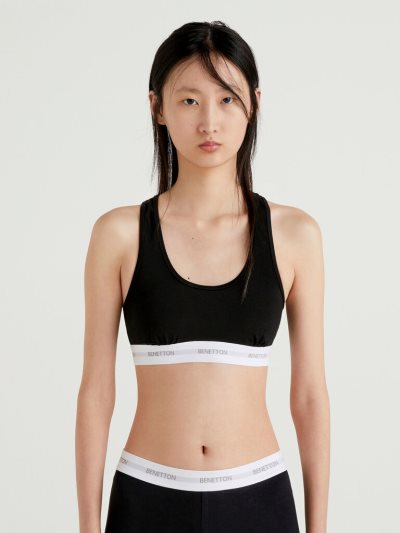 Women's Benetton Stretch Organic Cotton Bras Black | NZ214891
