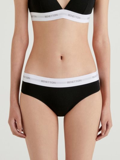 Women's Benetton Stretch Organic Cotton Knickers Black | NZ384868