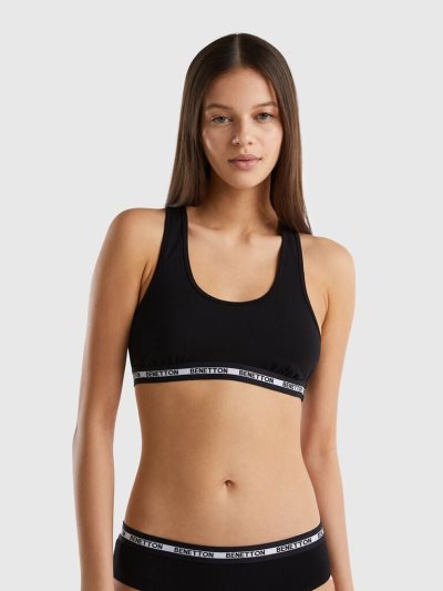 Women's Benetton Stretch Organic Cotton Bras Black | NZ699865