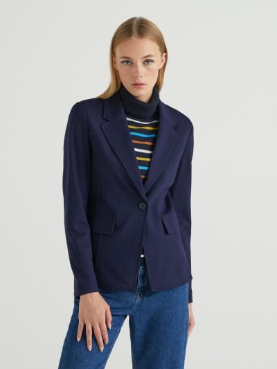 Women's Benetton Stretch Viscose Blend Blazers Dark Blue | NZ292241