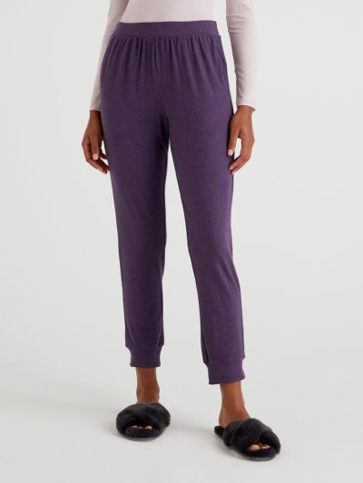 Women's Benetton Stretch Viscose Blend Joggers Plum | NZ374064