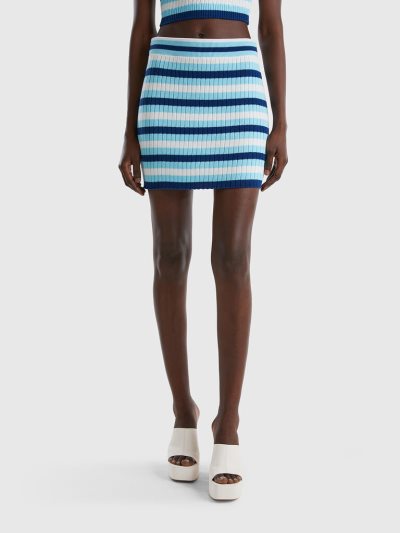 Women's Benetton Striped Mini Skirts Multi-color | NZ403254
