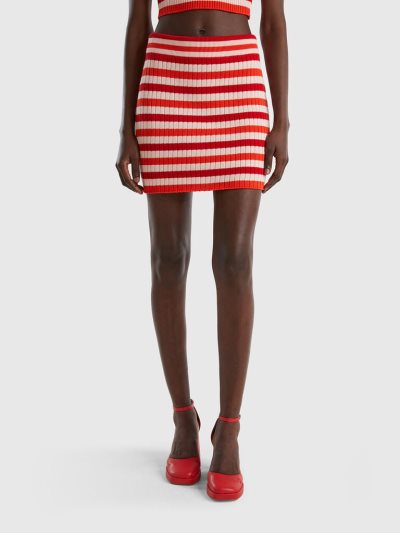Women's Benetton Striped Mini Skirts Multi-color | NZ590289