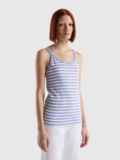 Women's Benetton Striped Tanks Lilac | NZ106998