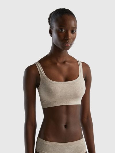 Women's Benetton Super Stretch Organic Cotton Bras Beige | NZ325305