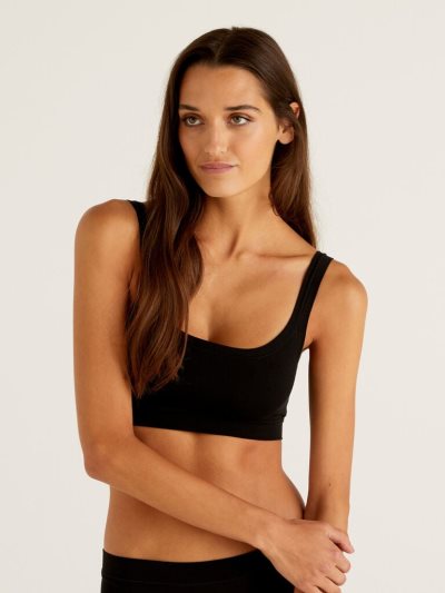 Women's Benetton Super Stretch Organic Cotton Bras Black | NZ339817