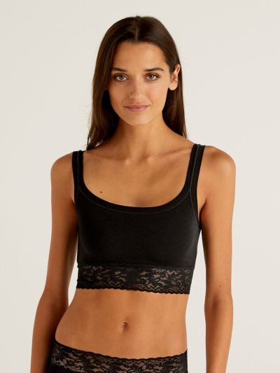 Women's Benetton Super Stretch Organic Cotton Bras Black | NZ370600