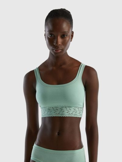 Women's Benetton Super Stretch Organic Cotton Bras Green | NZ393090