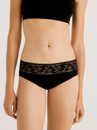 Women's Benetton Super Stretch Organic Cotton Lace Knickers Black | NZ468321