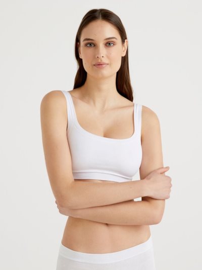Women's Benetton Super Stretch Organic Cotton Bras White | NZ517737