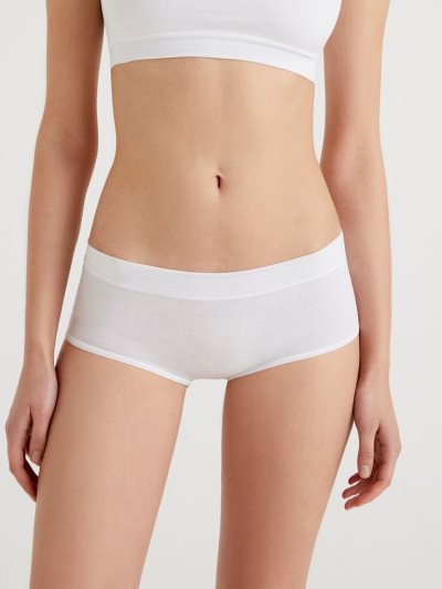 Women's Benetton Super Stretch Organic Cotton Knickers White | NZ594997