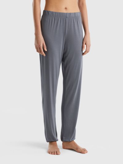 Women's Benetton Sustainable Stretch Viscose Trousers Grey | NZ963150